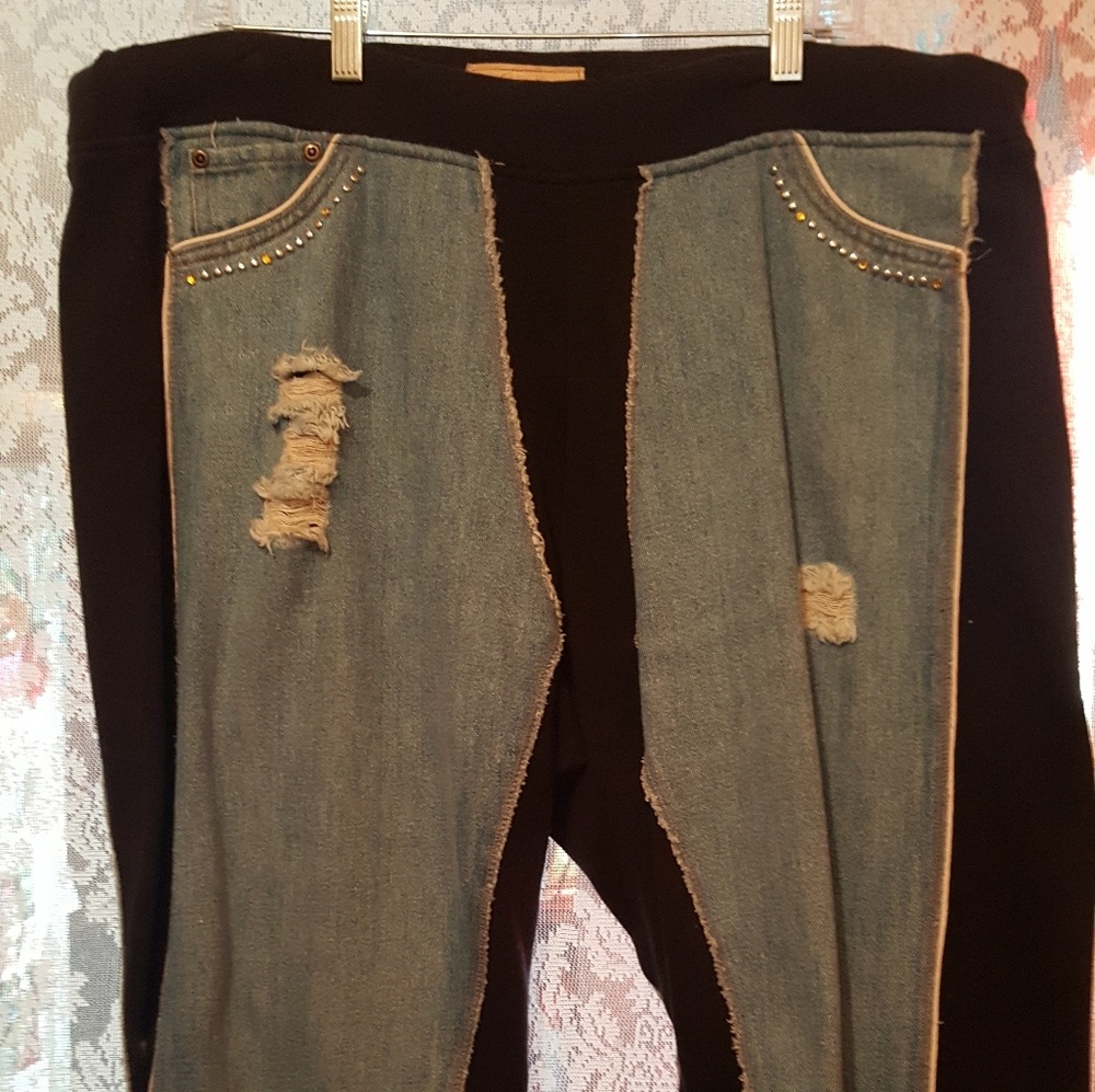 Denim and Black Fleece Jeans by Scully